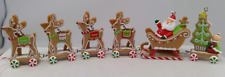 2009 Hallmark 5 Piece Santa's Gingerbread Sleigh Set Ornaments - NO BOXES picture