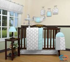 12PCS Bumperless   Glacier Blue Baby Nursery Crib Bedding Sets picture