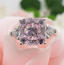 4 Ct Certified Cushion Cut Pink Diamond Solitaire 925 Silver Engagement Ring picture