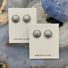 Sterling Silver Repousse Concho Stud Earrings For Women (1 Pair) picture