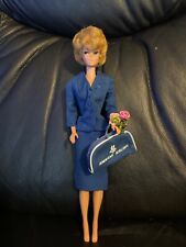1962 Bubblecut Barbie Doll With Straight Legs American Airline Jacket Skirt Bag picture