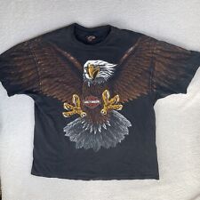 Vintage Harley Davidson Shirt Mens 2XL Black AOP Eagle Single Stitch Hanes Beefy picture
