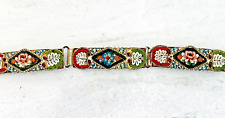 Vintage Micro Mosaic Bracelet 7 1/2 Inches Silver Plated Forget Me Not and Roses picture