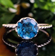 1.80 Carat Natural London Blue Topaz 14k Solid White Gold Ring picture
