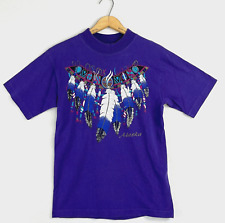 VINTAGE Native Graphic Shirt Size Medium Purple Feather Alaska Single Stitch Tee picture