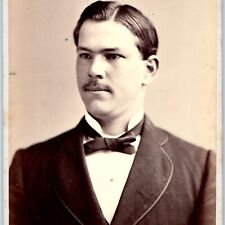 c1880s Portland, OR Handsome Young Man Little Mustache Cabinet Card Photo B4 picture