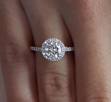 1.65 Ct Pave Halo Round Cut Diamond Engagement Ring SI2 G White Gold 14k picture