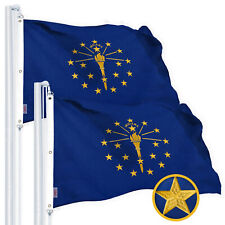 G128 2 Pack: Indiana IN State Flag 6x10 Ft Embroidered 220GSM Spun Polyester picture