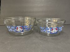 2 Vintage 1994 Pillsbury Doughboy Poppin Fresh Anchor Hocking Glass Mixing Bowls picture