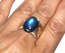 Vintage Labradorite Ring 10k Solid Gold Unisex Jewelry Size 9.5US picture