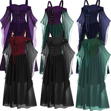 US Womens Renaissance Medieval Costume Flare Sleeve Steampunk Corset Maxi,Dress picture