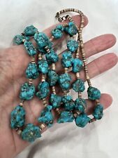 Amazing Old Navajo Big Gem Turquoise Nugget Necklace picture