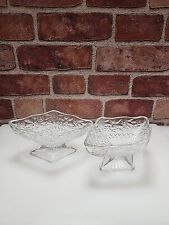 2 Indiana Glass Pineapple & Floral compote footed candy dish Depression diamond picture