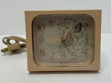 Vintage 1950's Westclox Electric Alarm Clock 22090-22540 Pink & White Butterflys picture