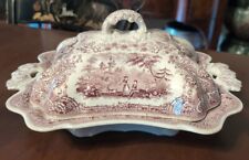 Tyrolean Covered Entree Antique Staffordshire Purple Transfer Ridgway 19th C picture