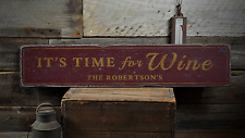 It's Time For Wine, Custom Family Name - Rustic Distressed Wood Sign picture