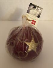 New NIP Rare Eika Collection Round Candle Maroon Red Gold Stars Swirls 3 1/2 picture