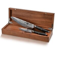Klaus Meyer Spada Damascus Steel 2 Piece Knife Set with Sapele Wood Box picture