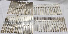Antique 1882 EMBOSSED 1847 Rogers SEVEN Pear Handles Silverplate Flatware 60 Pc picture