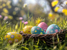 5D Diamond Painting Five Easter Eggs in the Grass Kit picture