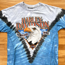 Vintage 90s Harley Davidson Sz L Single Stitch Tie Dye Eagle T-Shirt Men's 1991 picture