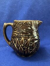 Vintage McCoy Pottery Water Lily/Lotus 124 5” Brown Stoneware Pitcher picture