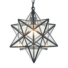 16'' Large Moravian Star Pendant Light Clear Glass Hanging Star Lights on Chain picture