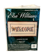 Elsa Williams Flowering Welcome Country Home Sign Counted Cross Stitch Kit picture