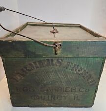 Antique Early Stenciled 1890 Primitive Country Egg Carrier Original Green Paint picture