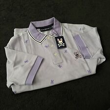 Psycho Bunny Polo Shirt Purple Pique Knit Pima Cotton Mens 5 6 Large Golf New picture