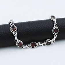 Women's Day, Natural Faceted Garnet 925 Sterling Silver Jewelry 7.5 inch picture
