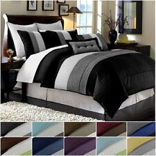 Chezmoi Collection Luxury Striped Pleated Comforter Bedding Set picture