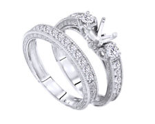 7/8 Ct  Simulated 18K White Gold Plated Semi-Mount Engagement Bridal Set Ring picture