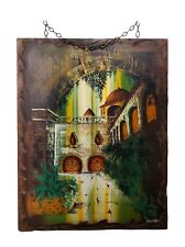 XLarge Vibrant Vintage Art Rudolfo Brazil Oil Wooden Canvas Painting Chain Rare picture