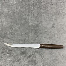 Vintage Forgecraft USA Slicer Serrated Edge Stainless Black Brown Handle MCM picture
