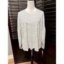 Weatherproof Vintage Women's Gray/Cream Stripped Long Sleeve Ribbed Top XL NWT picture