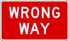 Lyle R5-1A-36Ha Wrong Way Traffic Sign, 24 In H, 36 In W, Aluminum, Horizontal picture