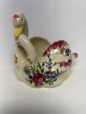 Vintage Ceramic Kissing Swans Planter Hand Painted Made in Japan *READ picture