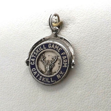 Sterling Silver Catskill Game Farm New York Spinning Charm Pendant Vintage picture