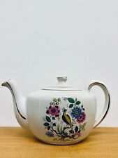 Vintage Ellgreave Wood & Sons Ironstone England PEACOCK & Floral Teapot  picture