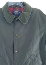 Vtg Thornton Bay Jacket Men XL Green Plaid Flannel Lined Snap Up Coated USA 90s picture