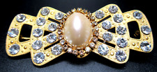 MIRIAM HASKELL Sparkling Ice Rhinestone Faux Pearl Vintage Pin Brooch picture