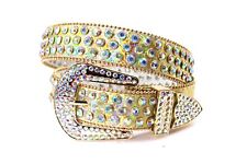 Rhinestone Western Belt Bling Stone Gold Multicolor Unisex Men for Pants Size 34 picture