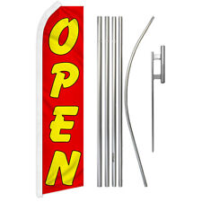 Open Advertising Swooper Feather Flutter Flag & Pole Kit Now Open YW/RD picture