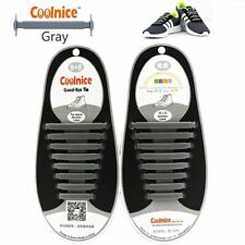 COOLNICE Easy No Tie Shoelaces Elastic Silicone Flat Shoe Strings Gray Color picture
