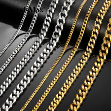 3/5/7/9/11mm Stainless Steel Silver/Gold Plated Mens Cuban Curb Necklace Chain picture
