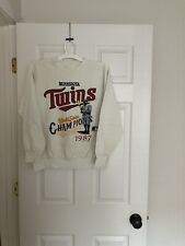 Vintage 80s 1987 Minnesota Twins World Series Champions Sweatshirt White Men L picture