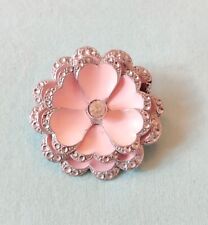 Vintage Pink Enamel Signed Czechoslovakia Flower Brooch Pin picture