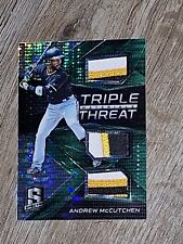 2017 Spectra PRIZM /5 TRIPLE THREAT PATCH Andrew McCutchen Forest Emerald Green picture
