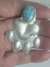 Number #8 Mine Tufa Cast Sterling Silver Paw Print Pendant 38.6g Handmade Signed picture